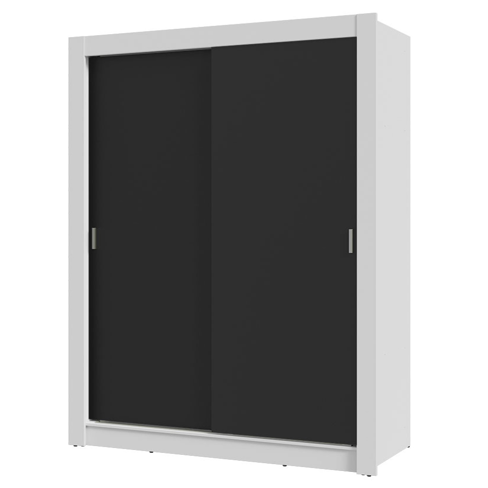 Guarda-Roupa Solteiro 2 Portas de Correr Branco/Preto Milano Madesa