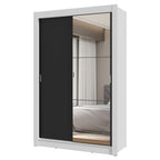 Guarda-Roupa Solteiro 2 Portas de Correr com Espelho 2 Gavetas Branco/Preto Vivare Madesa