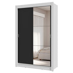 Guarda-Roupa Solteiro 2 Portas de Correr com Espelho 4 Gavetas Branco/Preto Vivare Plus Madesa