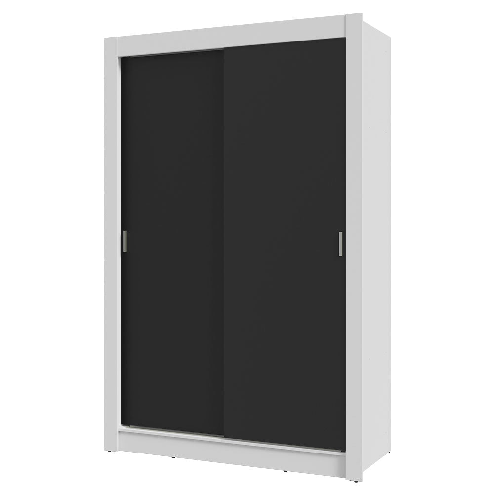 Guarda-Roupa Solteiro 2 Portas de Correr 4 Gavetas Branco/Preto Vivare Plus Madesa
