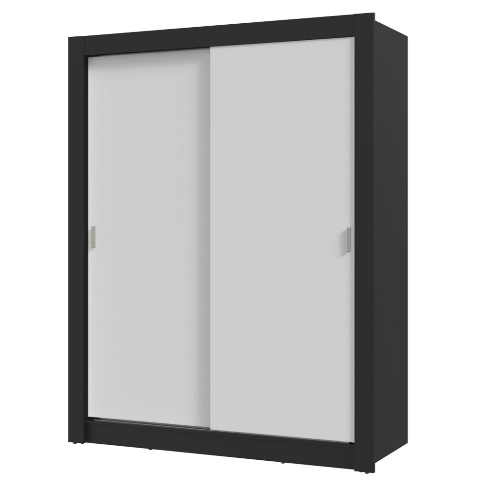 Guarda-Roupa Solteiro 2 Portas de Correr Preto/Branco Milano Madesa