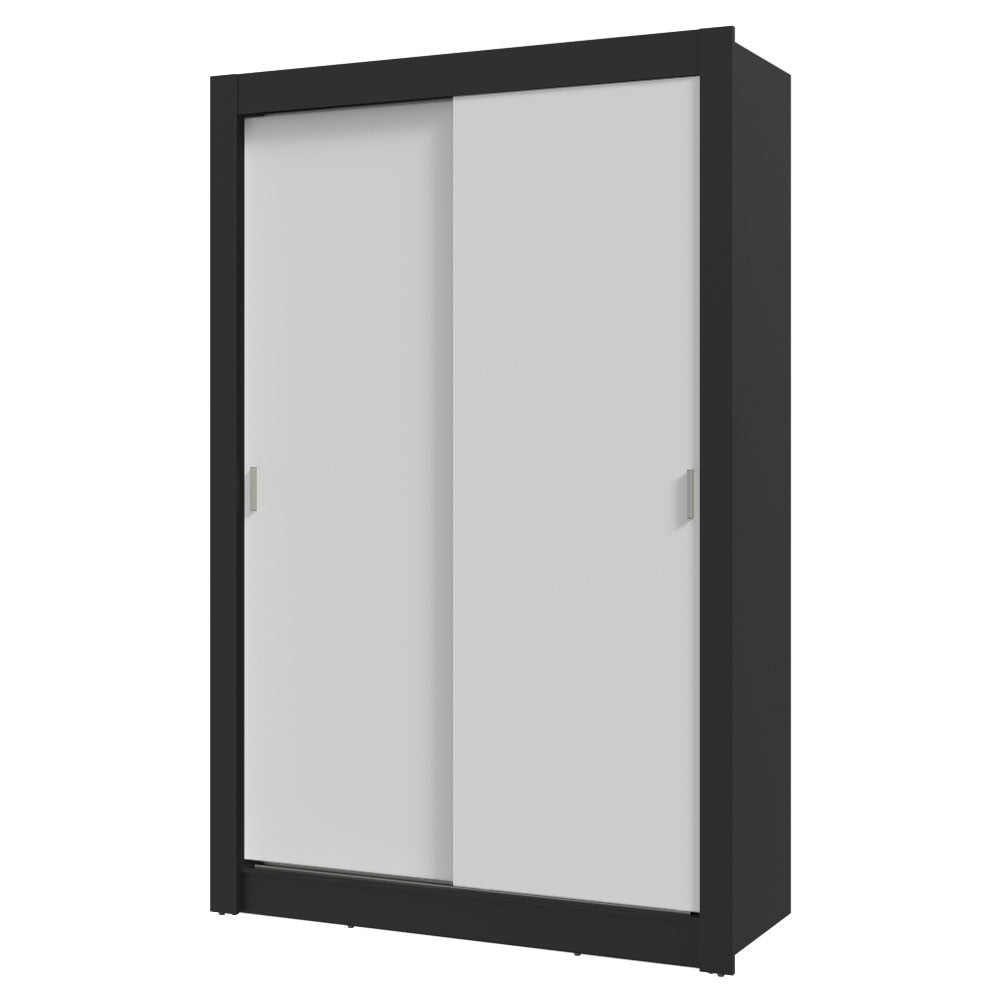 Guarda-Roupa Solteiro 2 Portas de Correr 4 Gavetas Preto/Branco Vivare Plus Madesa