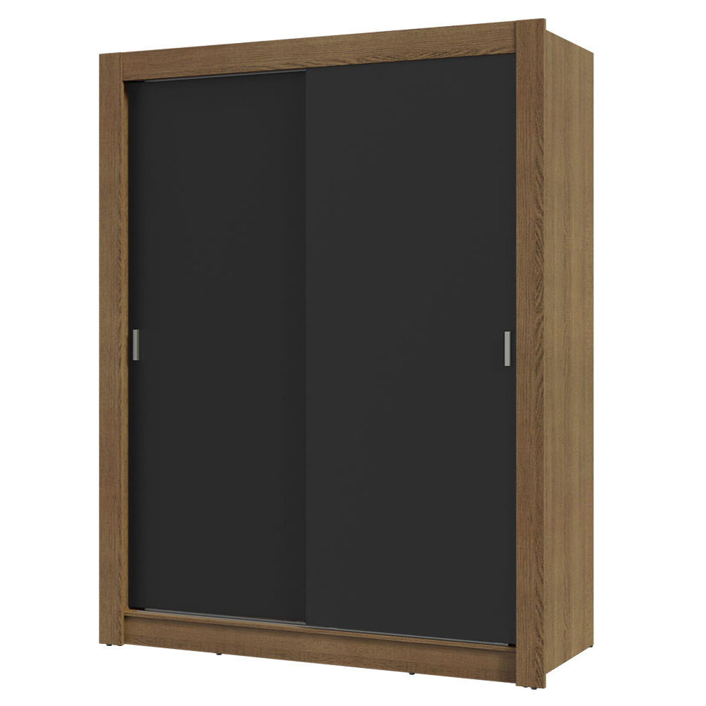 Guarda-Roupa Solteiro 2 Portas de Correr Rustic/Preto Milano Madesa