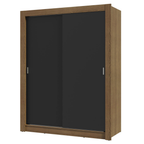 Guarda-Roupa Solteiro 2 Portas de Correr Rustic/Preto Milano Madesa