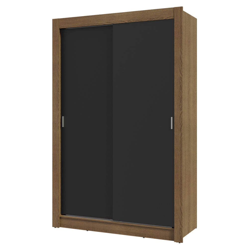 Guarda-Roupa Solteiro 2 Portas de Correr 4 Gavetas Rustic/Preto Vivare Plus Madesa