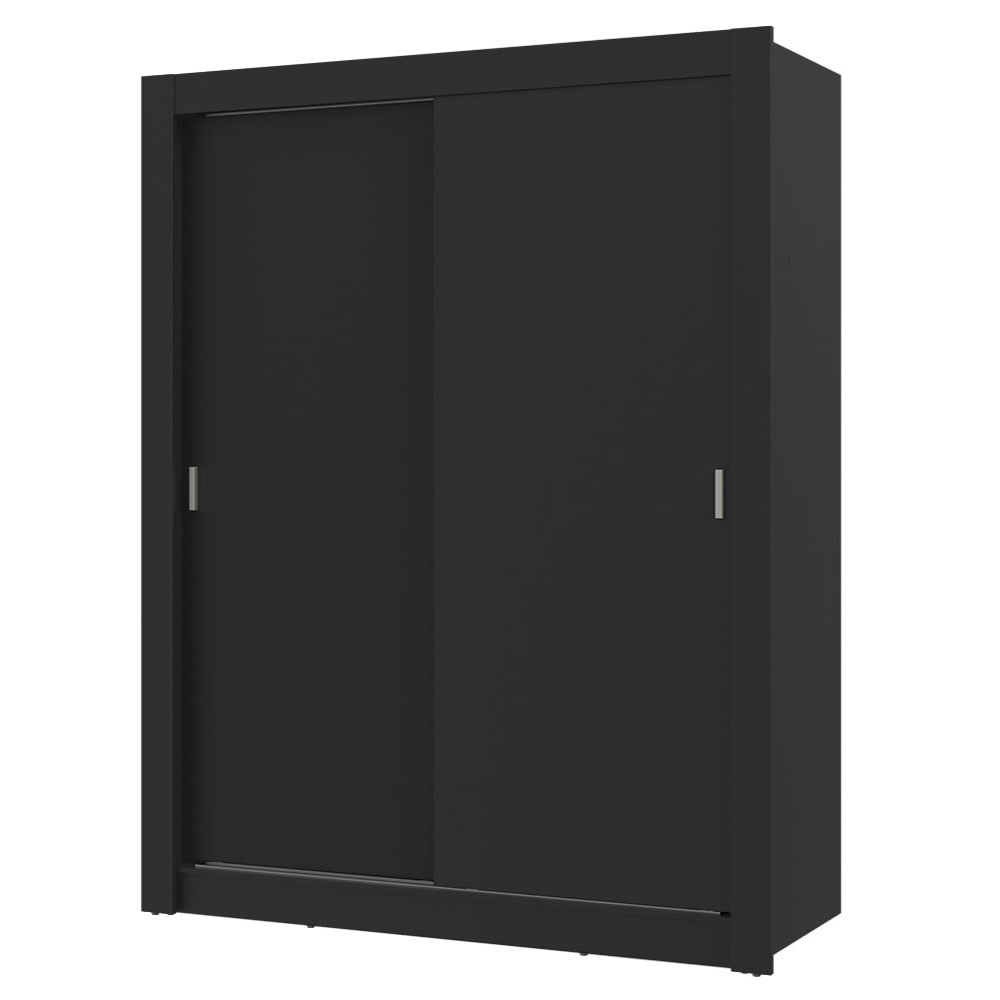 Guarda-Roupa Solteiro 2 Portas de Correr Preto Milano Madesa