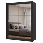 Guarda-Roupa Solteiro 2 Portas de Correr com Espelhos Preto Milano Madesa
