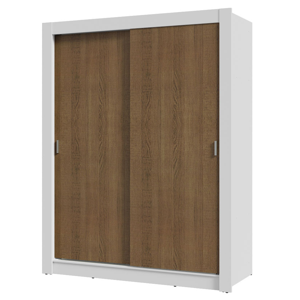 Guarda-Roupa Solteiro 2 Portas de Correr Branco/Rustic Milano Madesa