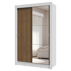 Guarda-Roupa Solteiro 2 Portas de Correr com Espelho 4 Gavetas Branco/Rustic Vivare Plus Madesa
