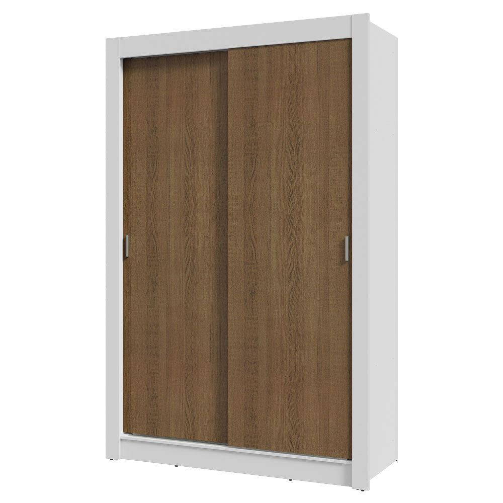 Guarda-Roupa Solteiro 2 Portas de Correr 4 Gavetas Branco/Rustic Vivare Plus Madesa