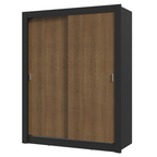 Guarda-Roupa Solteiro 2 Portas de Correr Preto/Rustic Milano Madesa