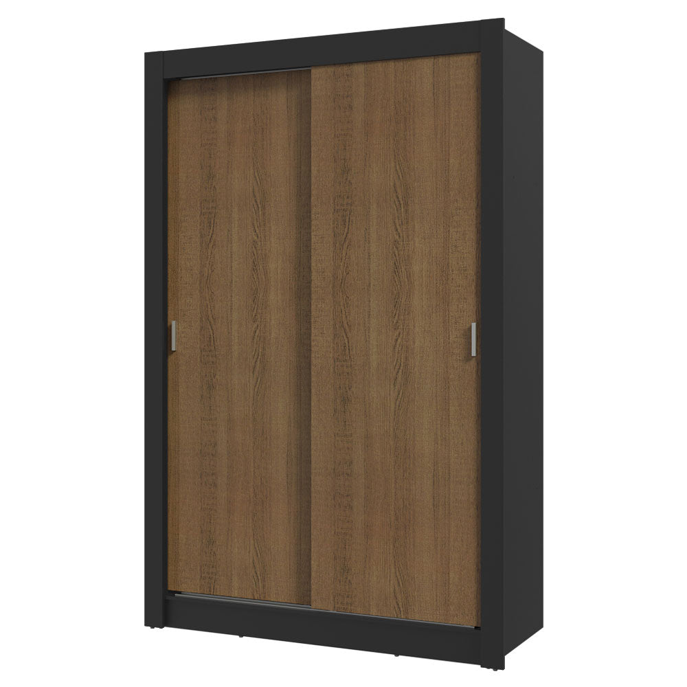 Guarda-Roupa Solteiro 2 Portas de Correr 2 Gavetas Preto/Rustic Vivare Madesa