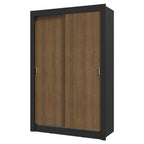 Guarda-Roupa Solteiro 2 Portas de Correr 2 Gavetas Preto/Rustic Vivare Madesa