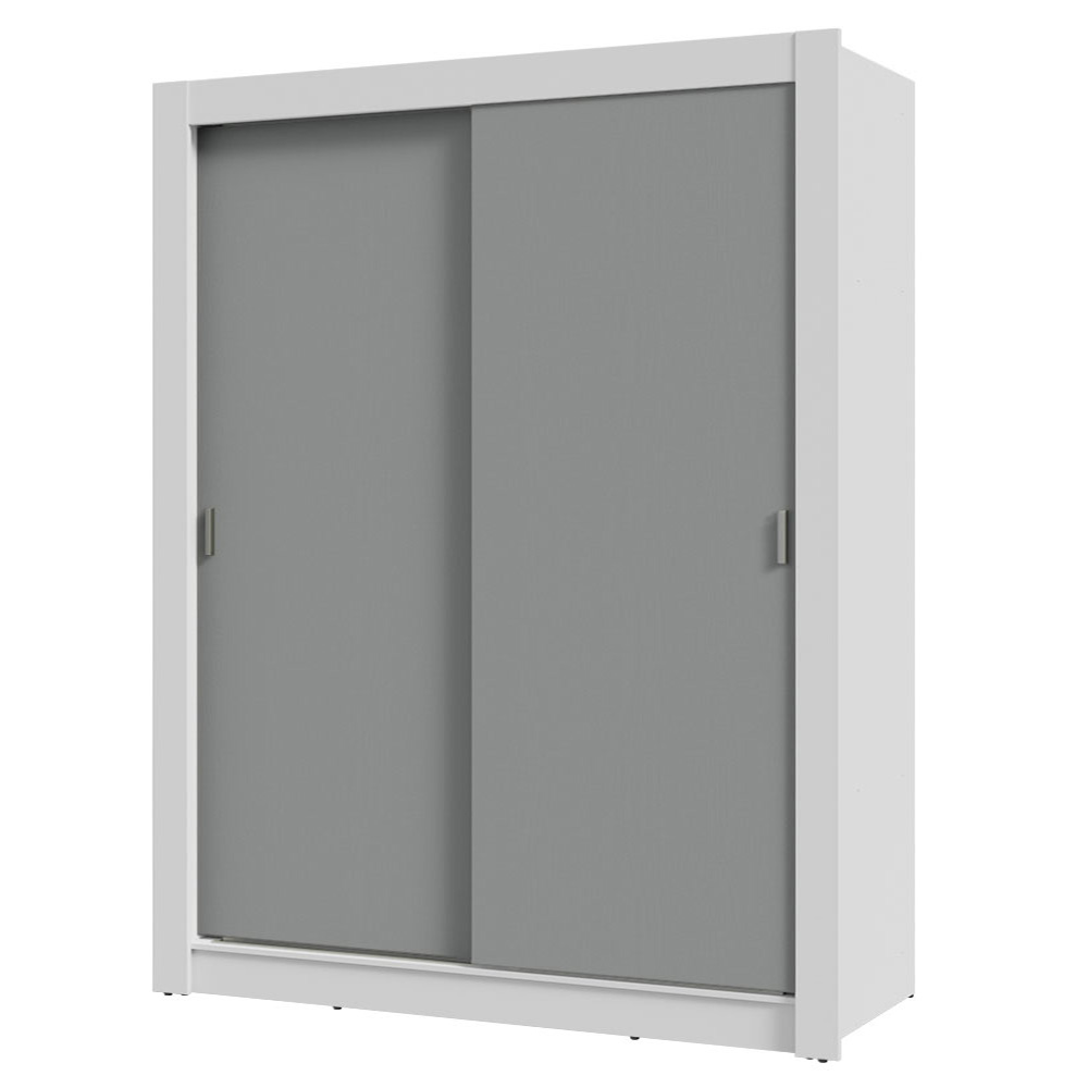 Guarda-Roupa Solteiro 2 Portas de Correr Branco/Cinza Milano Madesa