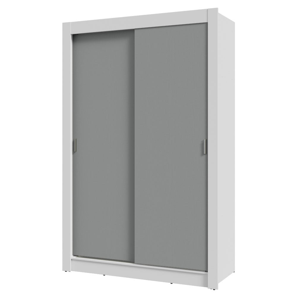 Guarda-Roupa Solteiro 2 Portas de Correr 4 Gavetas Branco/Cinza Vivare Plus Madesa