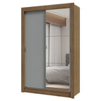 Guarda-Roupa Solteiro 2 Portas de Correr com Espelho 2 Gavetas Rustic/Cinza Vivare Madesa
