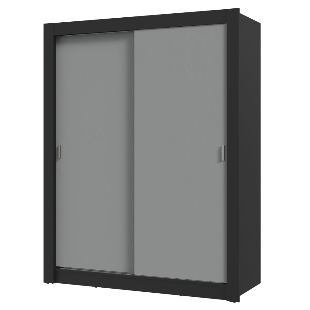 Guarda-Roupa Solteiro 2 Portas de Correr Preto/Cinza Milano Madesa