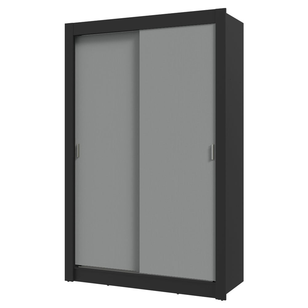 Guarda-Roupa Solteiro 2 Portas de Correr 4 Gavetas Preto/Cinza Vivare Plus Madesa