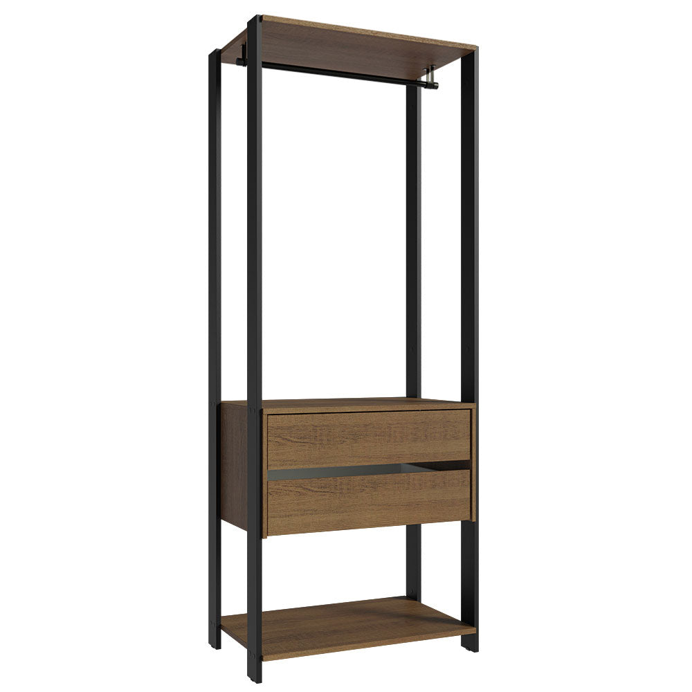 Guarda-Roupa Closet Modulado Valencia 2 Gavetas 70cm Rustic/Preto Madesa