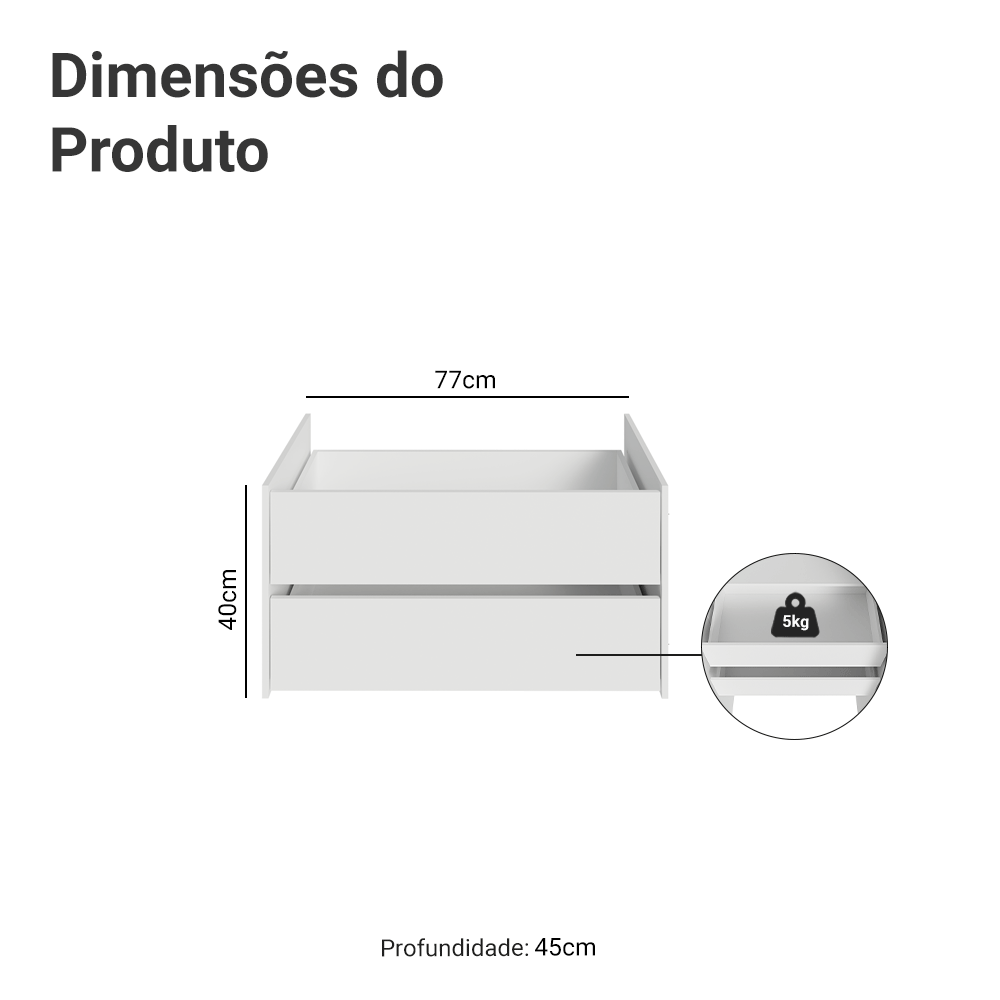 Kit 2 Gavetas para Guarda-Roupa Modulado Neo Branco Madesa