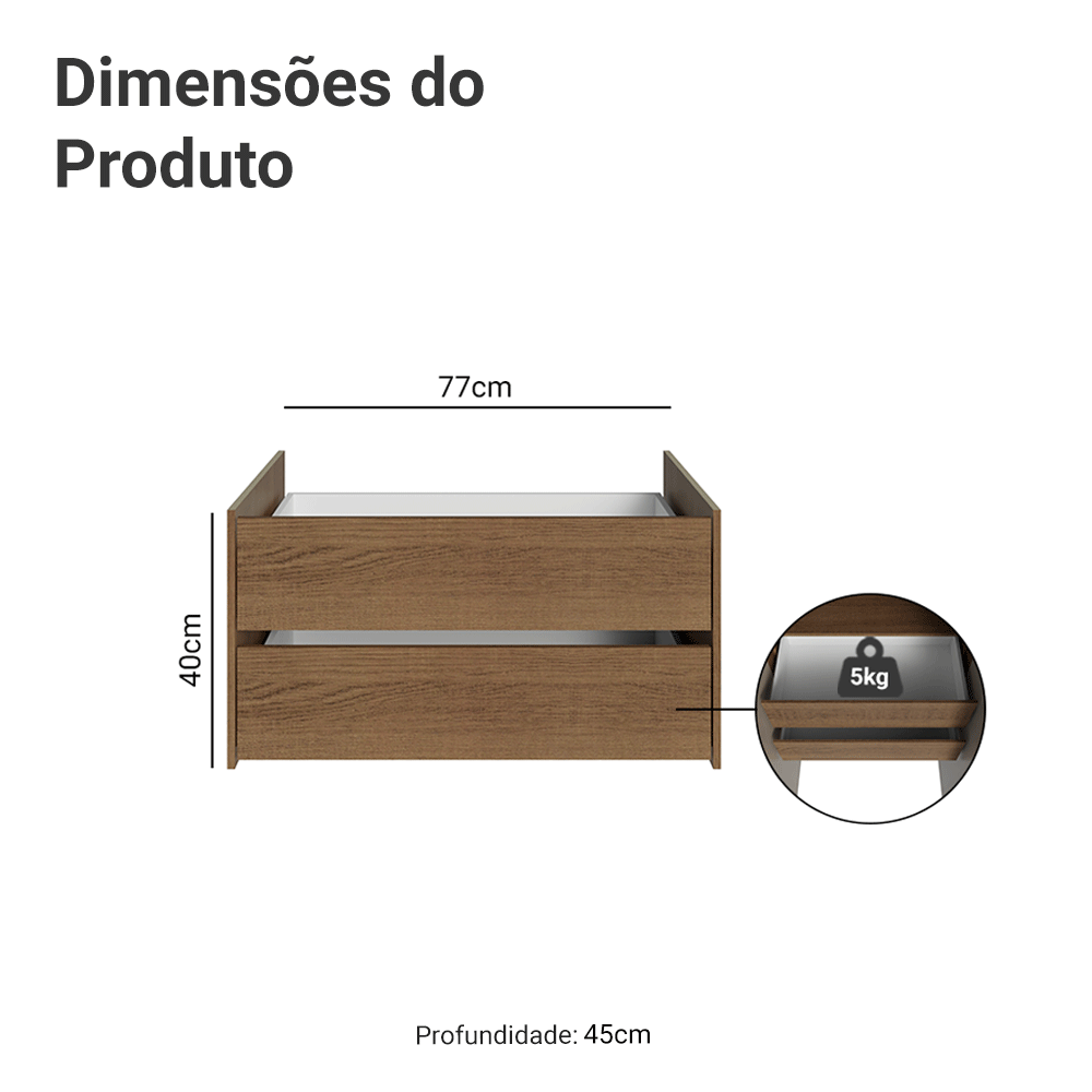 Kit 2 Gavetas para Guarda-Roupa Modulado Rustic Neo Madesa