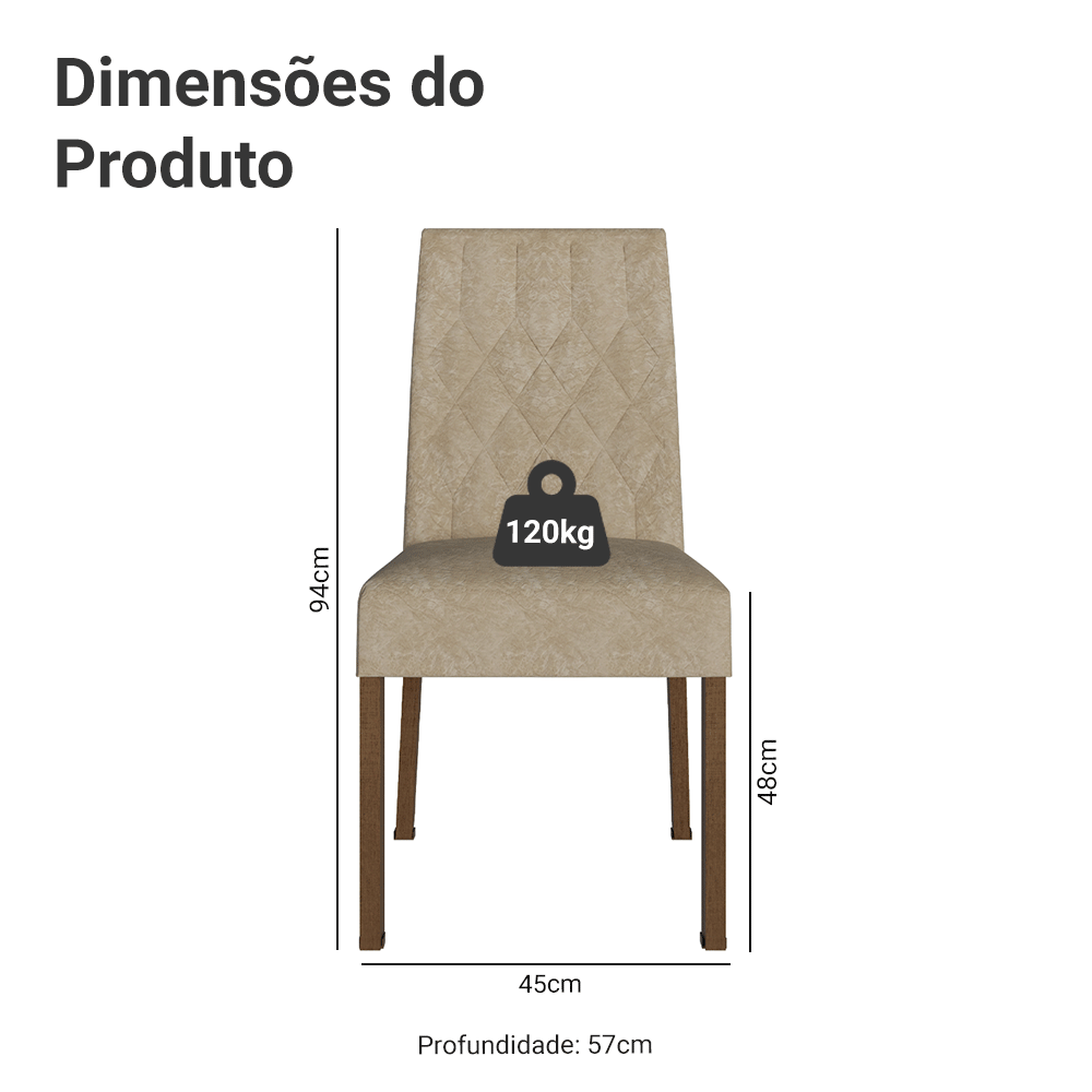 Kit 2 Cadeiras 4254 Madesa Rustic/Imperial