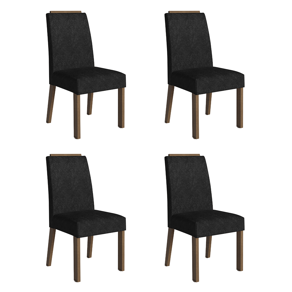 Kit 4 Cadeiras de Jantar 4255 com Espaldar Rustic/Oxford Madesa