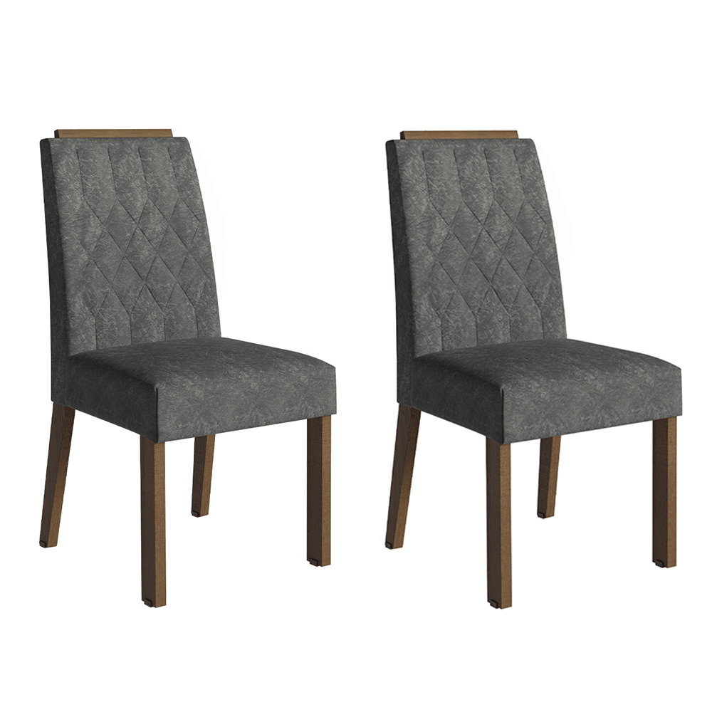 Kit 2 Cadeiras de Jantar 4256 com Espaldar Rustic/Silver Madesa