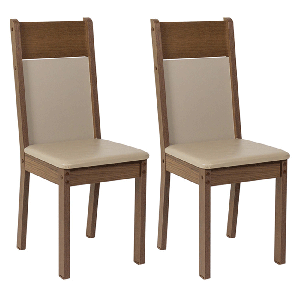 Kit 2 Cadeiras 4280 Madesa Rustic/Sintético Bege