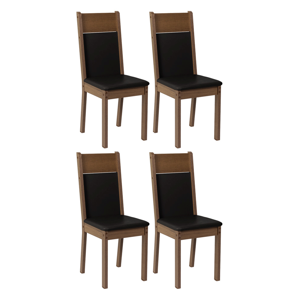 Kit 4 Cadeiras 4280 Madesa Rustic/Preto
