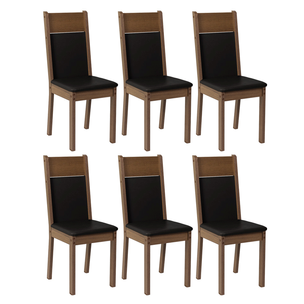 Kit 6 Cadeiras Rustic/Preto 4280 Madesa