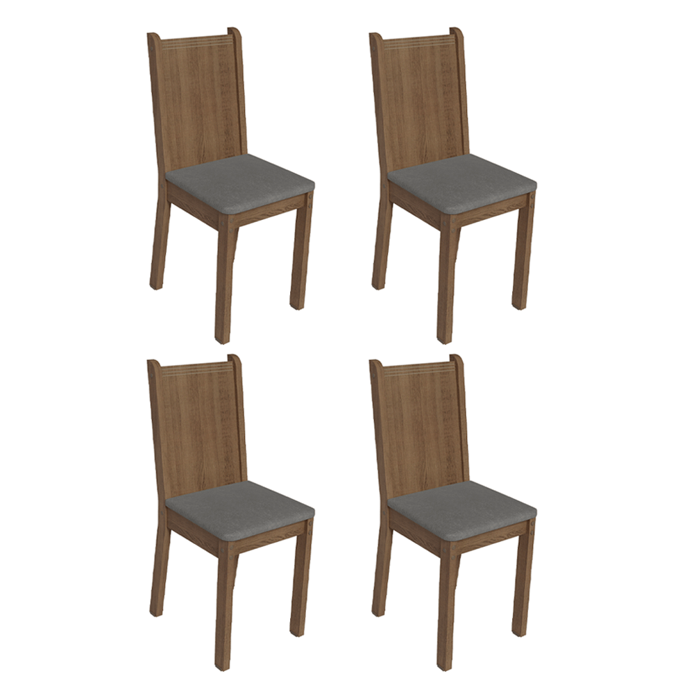 Kit 4 Cadeiras 4290 Madesa Rustic/Silver