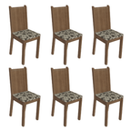 Kit 6 Cadeiras 4290 Madesa Rustic/Bege Marrom