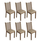 Kit 6 Cadeiras 4291 Madesa Rustic/Crema/Sintético Bege