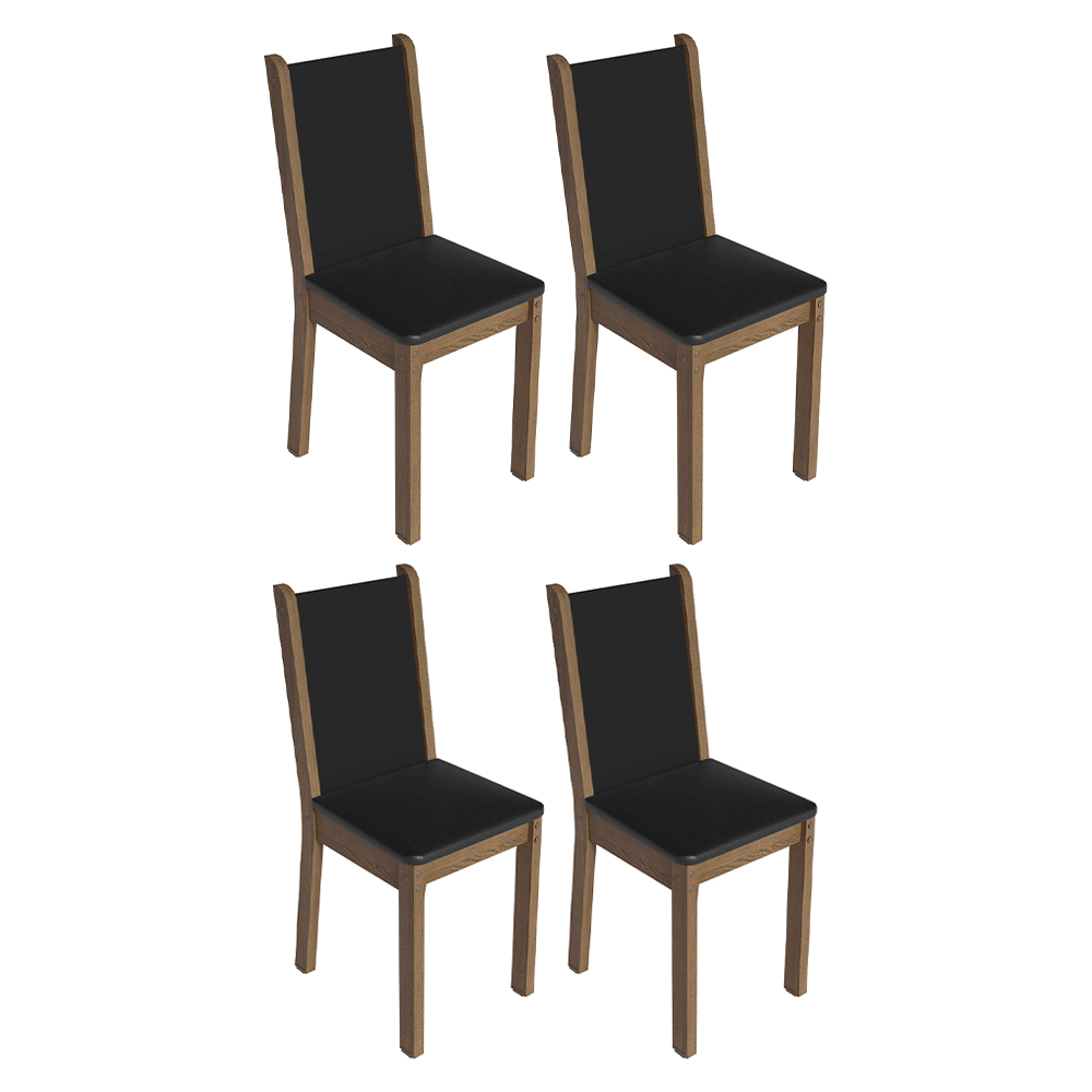 Kit 4 Cadeiras de Jantar 4291 Rustic/Preto Madesa