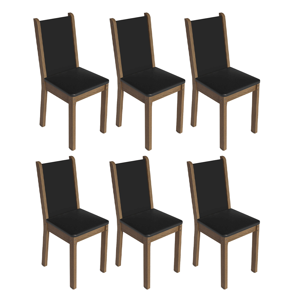 Kit 6 Cadeiras 4291 Madesa Rustic/Preto