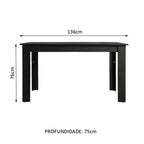 Mesa de Jantar Madesa Retangular Tampo de Madeira 5231 Preto