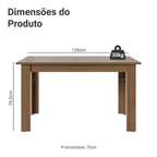 Mesa de Jantar Retangular Tampo de Vidro Rustic/Crema 5231 Madesa