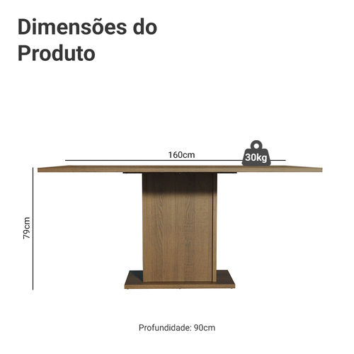 Mesa de Jantar Retangular Tampo de Madeira Rustic 5275 Madesa