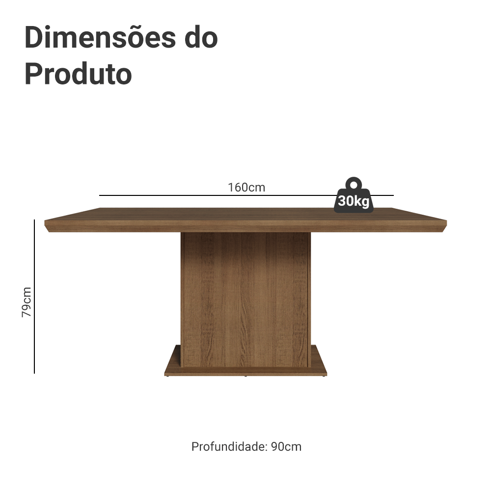 Mesa de Jantar Retangular Tampo com Moldura Rustic 5275 Madesa