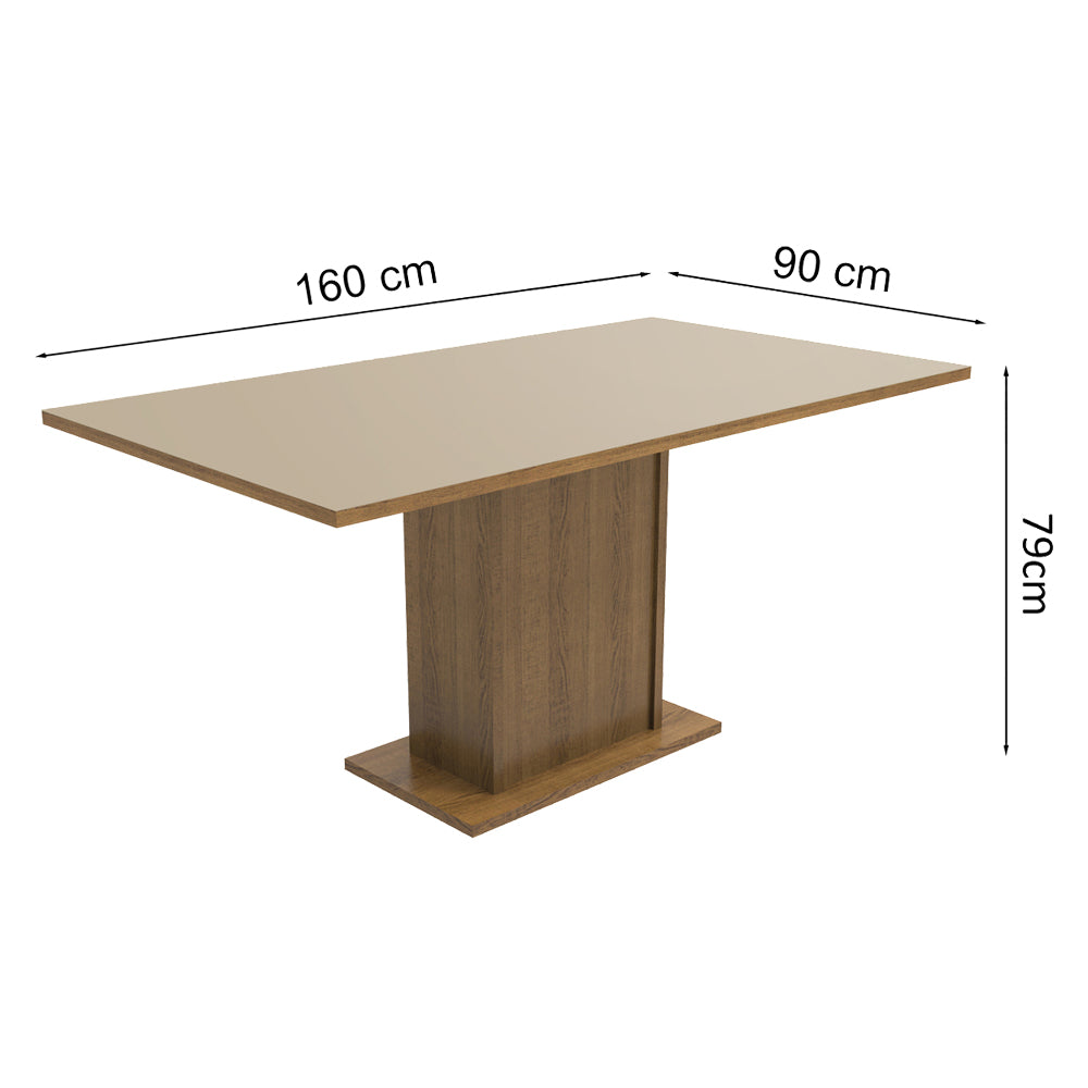 Mesa de Jantar Retangular Tampo de Madeira Rustic/Crema 5275 Madesa