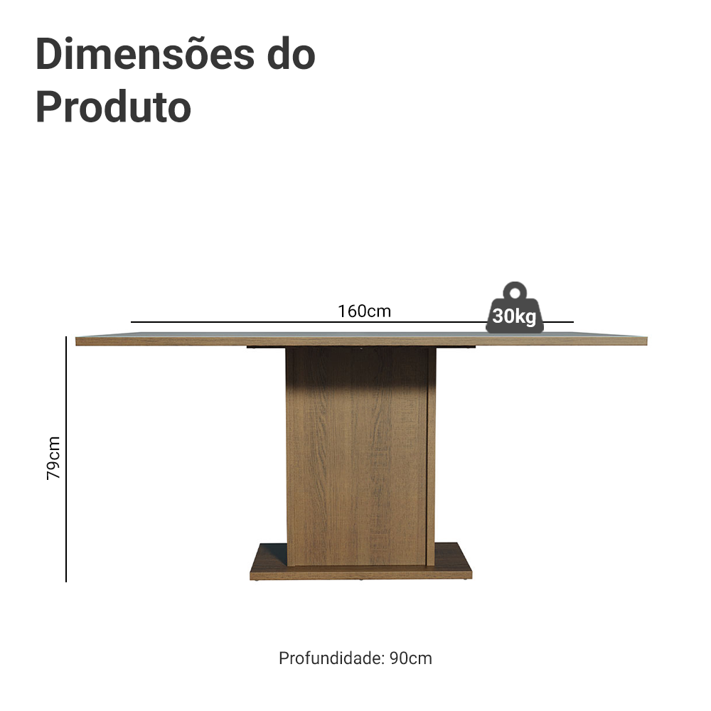 Mesa de Jantar Retangular Tampo de Madeira Rustic/Cinza 5275 Madesa
