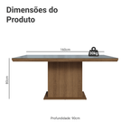 Mesa de Jantar Retangular Tampo com Moldura e Vidro Sobreposto Rustic/Cinza 5275 Madesa
