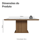 Mesa de Jantar Retangular Tampo com Moldura e Vidro Sobreposto Rustic/Branco 5275 Madesa