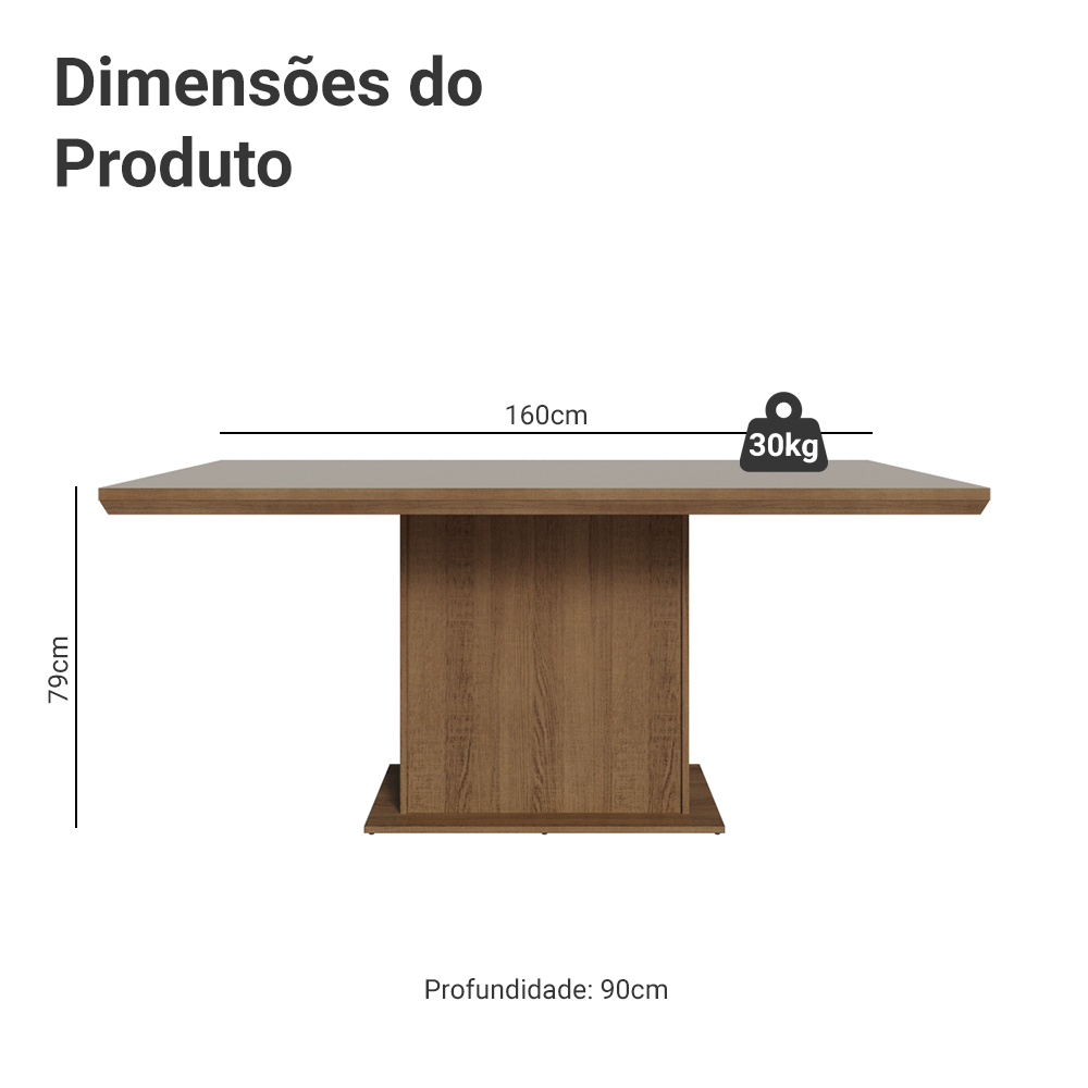 Mesa de Jantar Retangular Tampo com Moldura Rustic/Crema 5275 Madesa