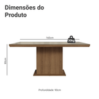 Mesa de Jantar Retangular Tampo com Moldura e Vidro Sobreposto Rustic/Crema 5275 Madesa
