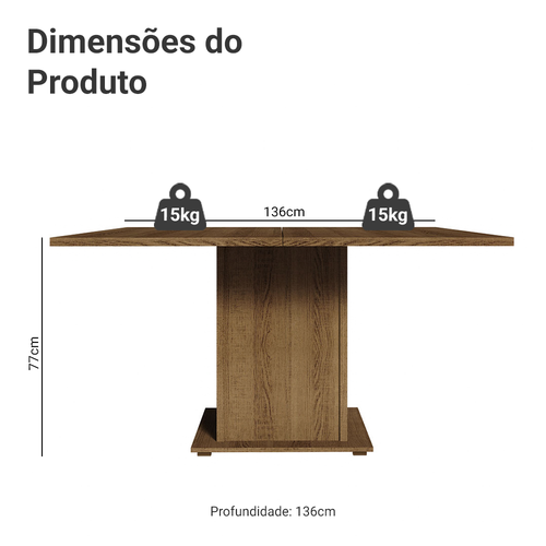 Mesa de Jantar Madesa Quadrada Tampo de Madeira 5286A Rustic