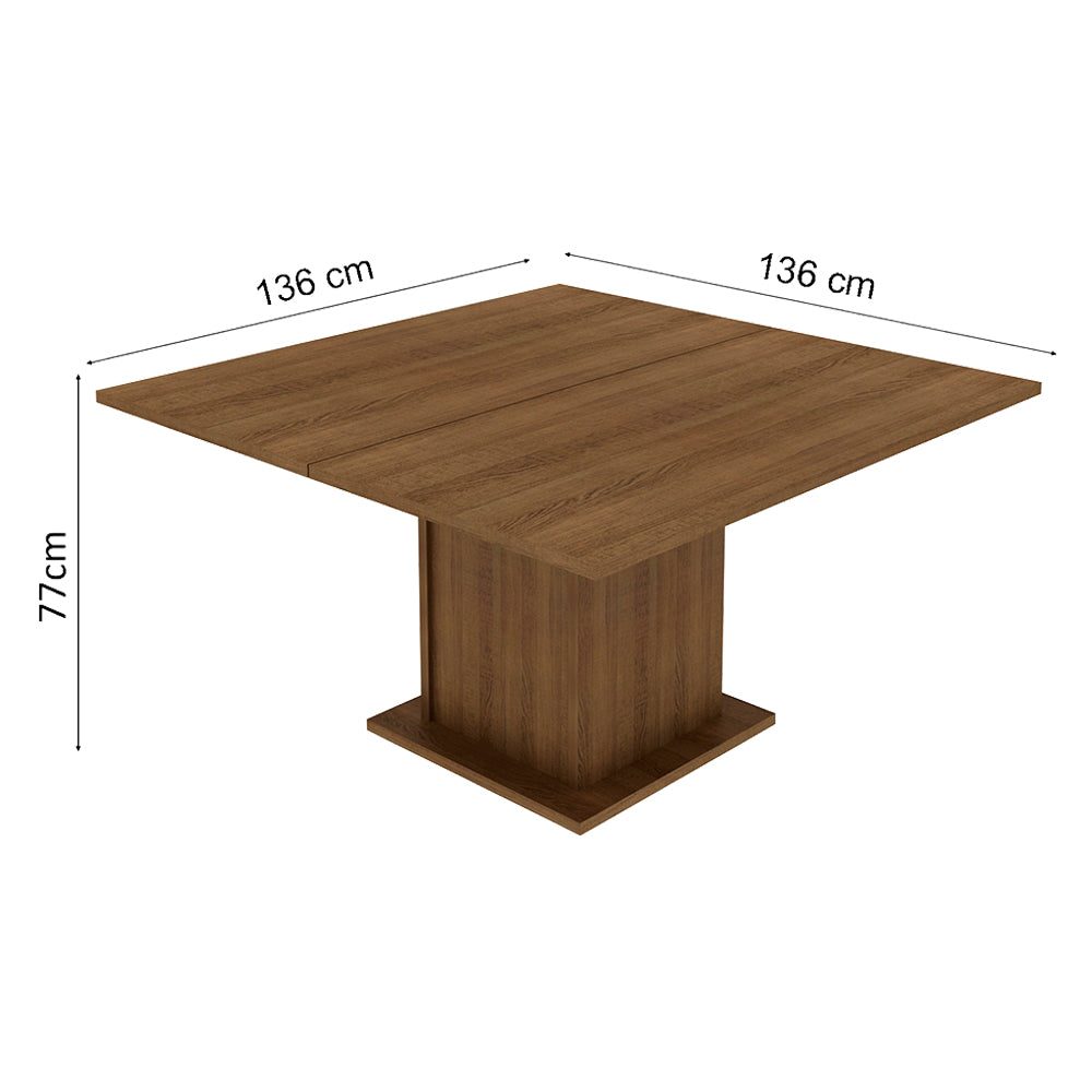 Mesa de Jantar Madesa Quadrada Tampo de Madeira 5286A Rustic