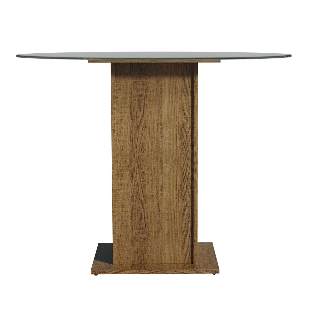 Mesa de Jantar Redonda Madesa 5324 com Tampo de Vidro Rustic