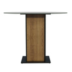 Mesa de Jantar Redonda Madesa 5324 com Tampo de Vidro Preto/Rustic